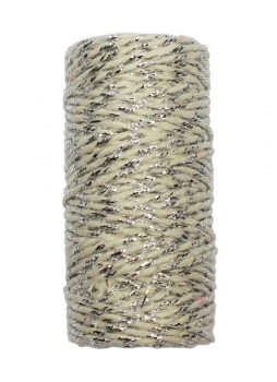 Baumwollschnur natur/silber mit Lurex, D=1,5mm, ca.17m